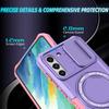 For Samsung Galaxy S21 FE 5G Case PC+TPU Magnetic Phone Shell with Slide Camera Cover