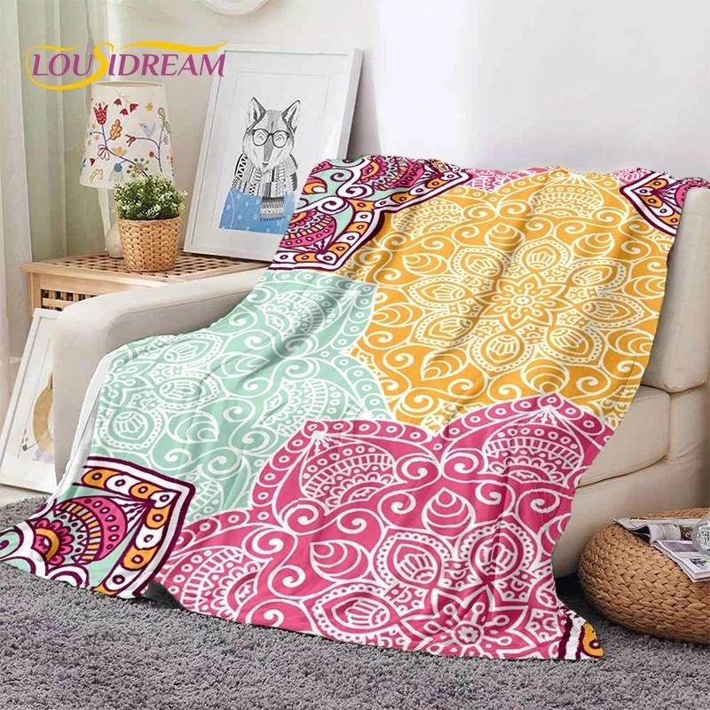 3D Mandala Yoga Flower Bohemia Meditation Nature Soft Flannel Blankets,Throw Blanket Comfortable Blanket for Picnic Beds Bedroom