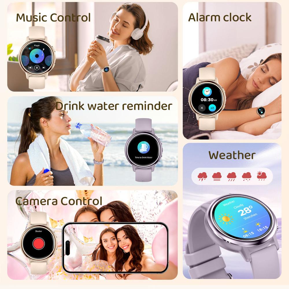 Information Notification Smart Watches Ladies Full Touch Screen Sports Flashlight Waterproof Blue Tooth Call Smartwatch Women