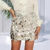 Glitter Sequin Dance Skirt High-Waisted Hip Wrapped Slimming Fit Sexy Skirt Stage Performances Mini Skirt