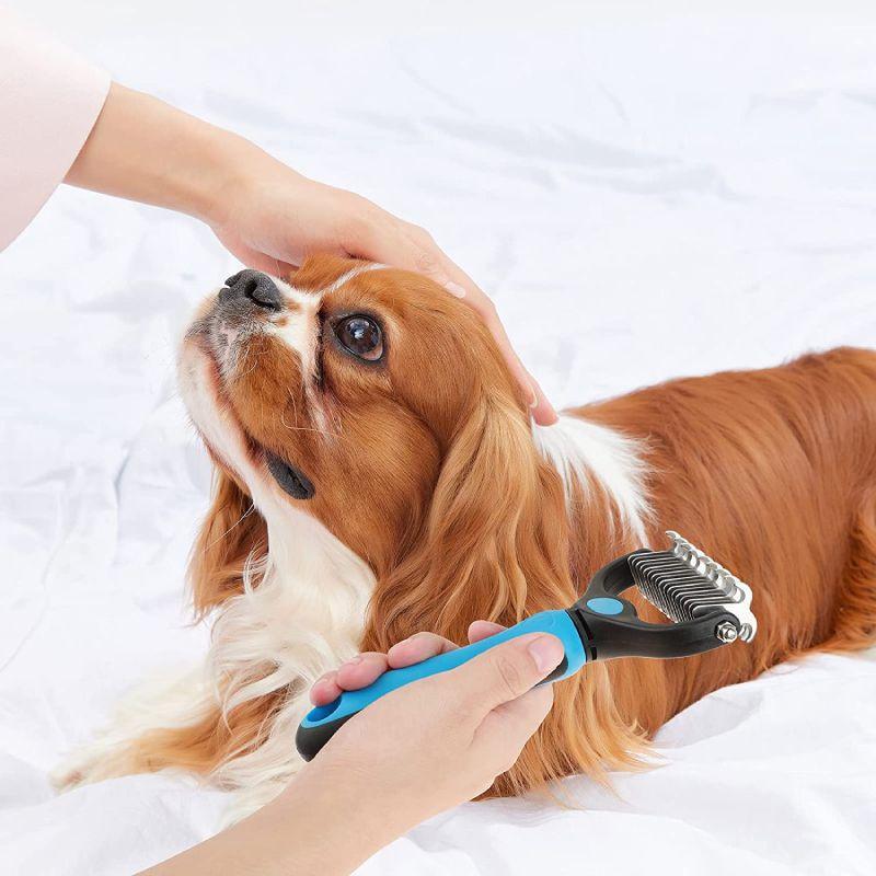 Premium Pet Grooming Comb Brush For Dematting And Undercoat Dual Head Stainless Steel Design For Long And Thick Hair