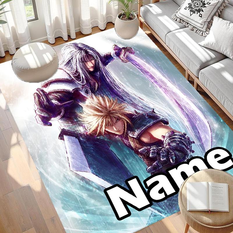 Benutzerdefinierter Name Personalisierter Final Fantasy Druck Teppich, Vielseitiger Heimdekor Teppich, für Spielzimmer, Wohnung, Balkon, Eingangsbereich, Flur Geschenk