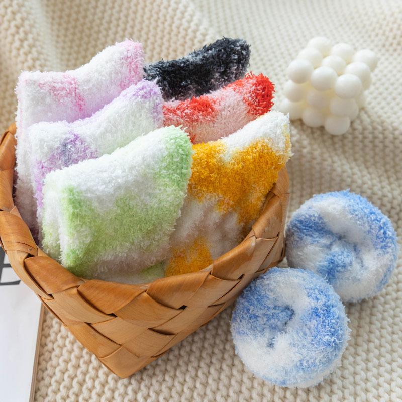 5/10 Pairs Comfortable Casual and Versatile Autumn Winter Solid Color Coral Velvet Socks Thickened Warm Floor Towel Socks Unisex Mid Calf Socks