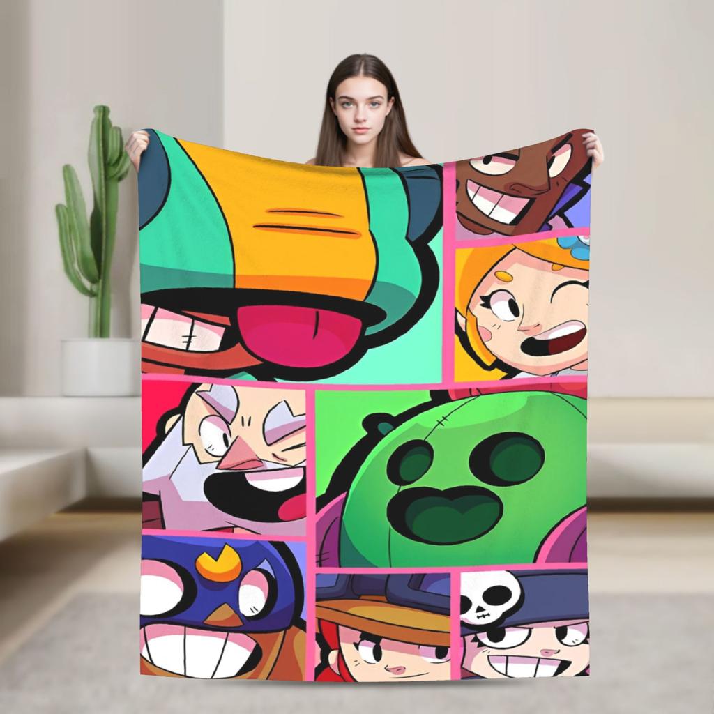 Emz Spike Squeak-Brawlld Blankets Cartoon Game Flannel Funny Warm Throw Blanket for Home Summer