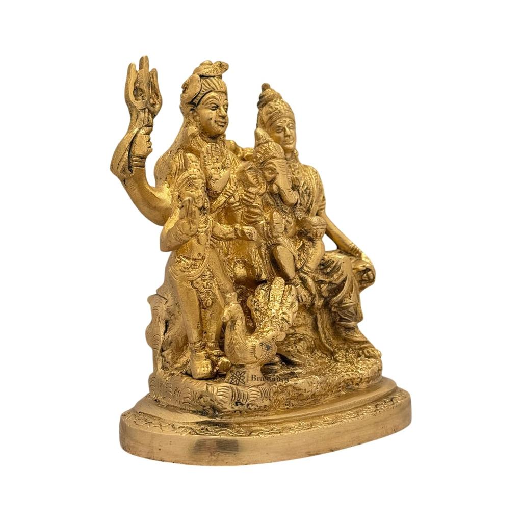 Pure Brass Shiva Murti For Home & Decor Showpiece, Shiv Parivar Statue -18 Cm