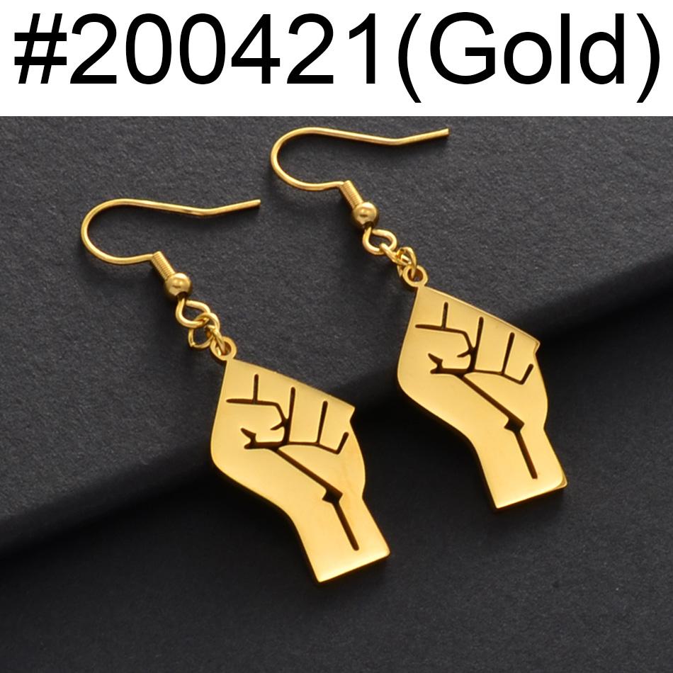 Anniyo 2.8CM Black Lives Matter Fist Symbol Earrings Rose Gold Plated,Silver Color Stainless Steel BLM African Jewelry #200421