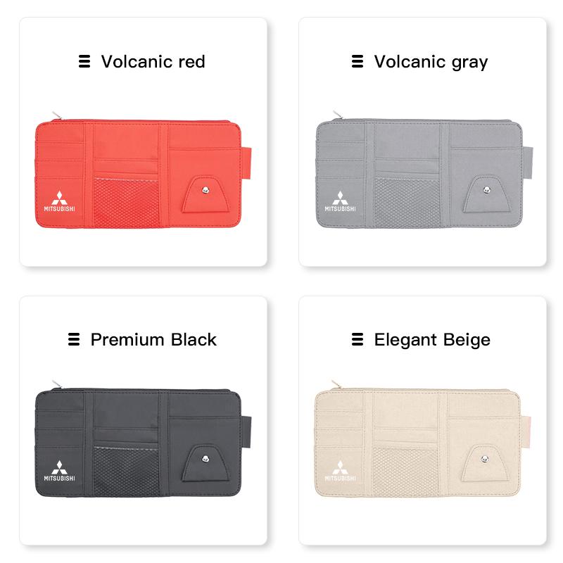 PU Leather Car Sun Visor Ticket Card Storage Bag Accessories For Mitsubishi Lancer Mirage ASX Pajero Ralliart Outlander Jinxuan