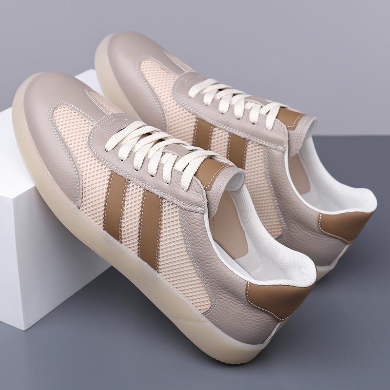Spring Summer New Mesh Shoes for Man New Lace Designer Cow Leather Casual Shoes Male Fashion Sports Sneakers Man