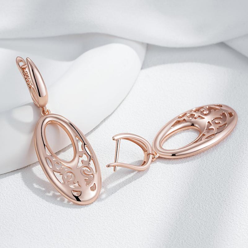 Unique Flower Ethnic Bridal Pendant Earrings For Women Fashion Rose Gold High Quality Daily Fine Boho Jewelry