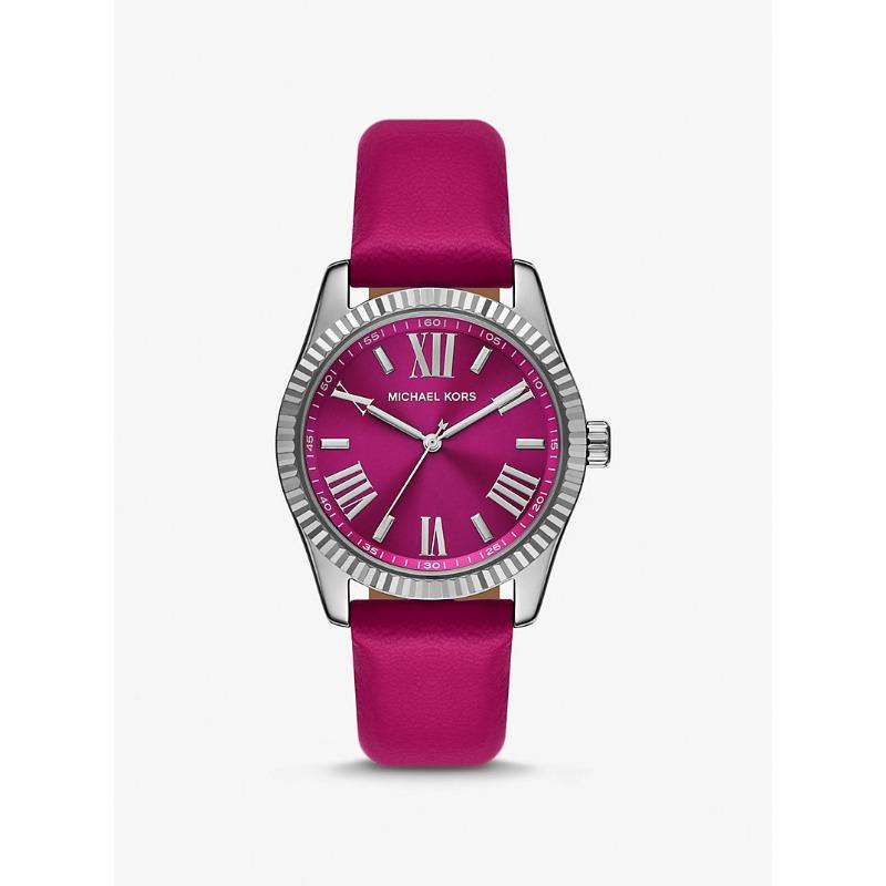 

Michael Kors Lexington Silver-Tone and Leather Watch MK4749 фуксія
