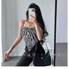 Women's Sexy Hottie Zebra Print Slim Fit Backless Cross-tie Short Tube Top Camisole