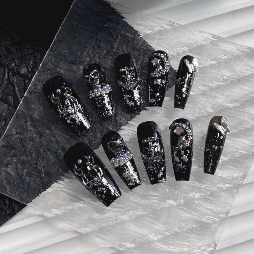 

Темный панк ручной работы носимые наклейки для ногтей: Крутой и пикантный стиль милой девушки, Съемный готовый продукт