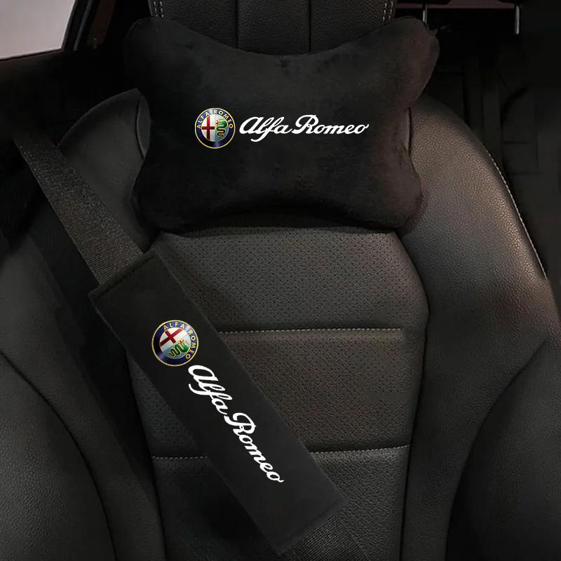 Fashion Car Seats Neck Pillow Headrest Shoulder Pad Accessories For Alfa Romeo Giulietta Mito Giulia Stelvio Brera 147 156 159