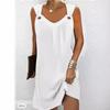 European & American 2024 Sleeveless V-Neck Metal Button Sweater Dress for Women - Autumn/Winter Collection