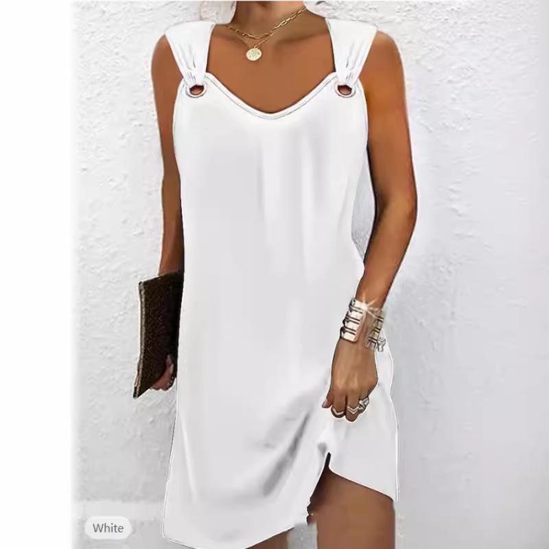 European & American 2024 Sleeveless V-Neck Metal Button Sweater Dress for Women - Autumn/Winter Collection