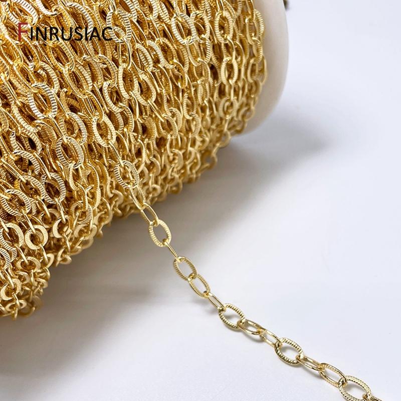 14K Gold-Plated Brass Wide Chain,Patterned Cable Chains For DIY Handmade Necklace Bracelet Accessories Jewelry Making Component