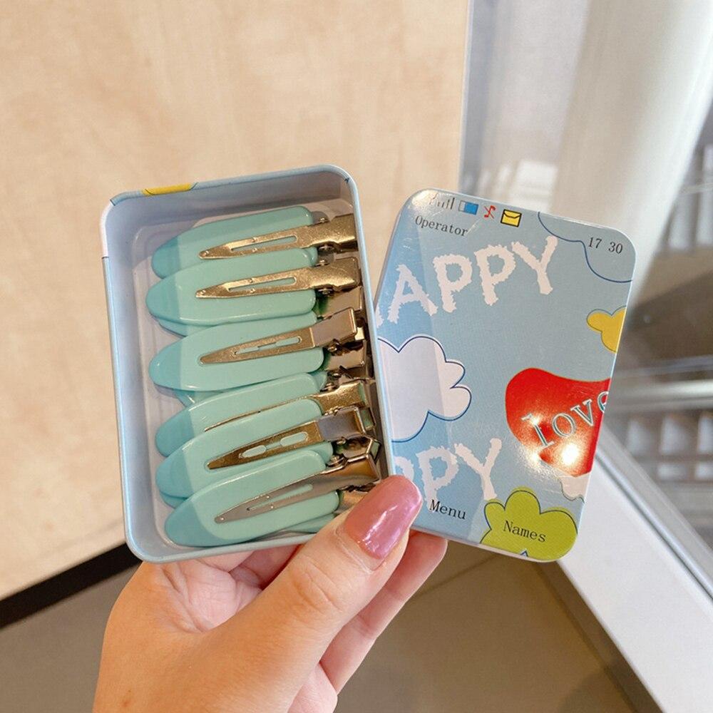 

10 шт. конфетных цветов, без изгиба, бесшовные фиксирующие зажимы для макияжа, аксессуары, зажим для волос «утконос», не оставляющий следов, с железной коробкой United States