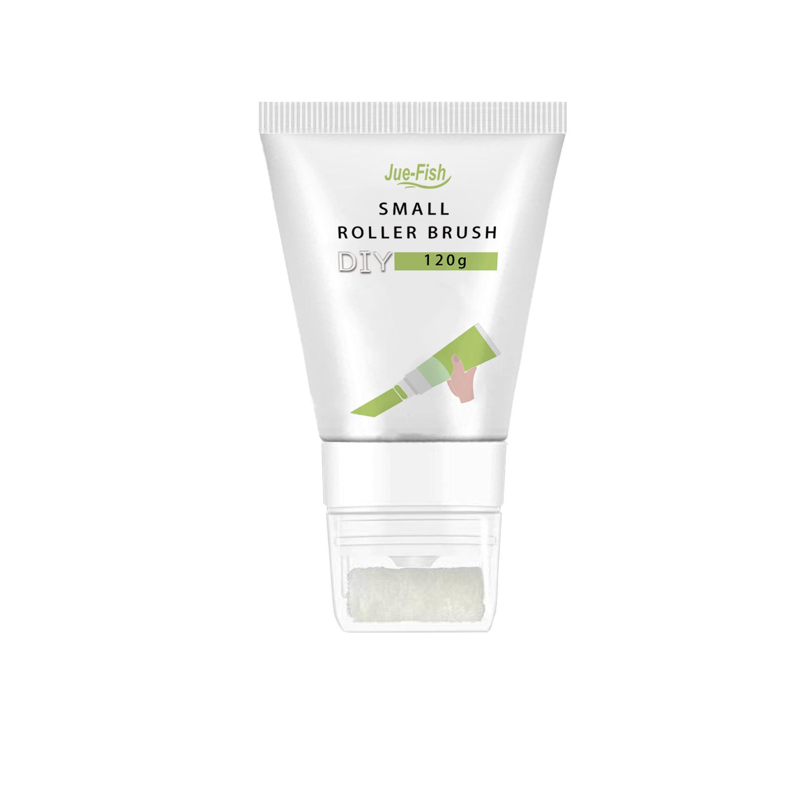 

JUE-FISH Ремонтная краска для стен с белой маленькой роликовой кистью Влагостойкая и отслаивающаяся краска для стен, покрывающая пятна и трещины Ремонтная роликовая щетка 120g