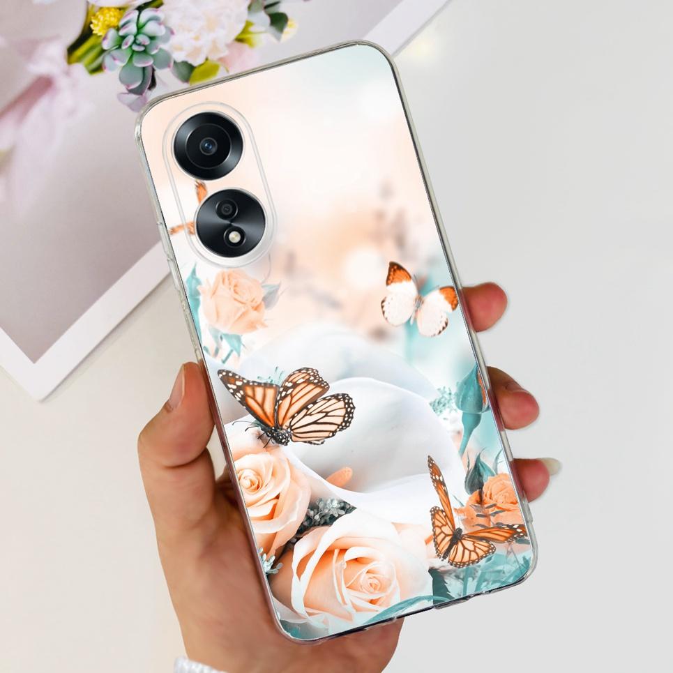 For Cover Oppo A58 4G CPH2577 Case Love Heart Butterfly Cover Shell For Oppo A78 5G 4G CPH2565 Soft Clear TPU Bumper Etui