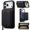 Custodia in Pelle 2 in 1 Staccabile Magnetica con Cerniera e Porta Carte per iPhone 17 Pro Max 16 Plus 15 14 13 12 Per Copertura Borsa Magsafe