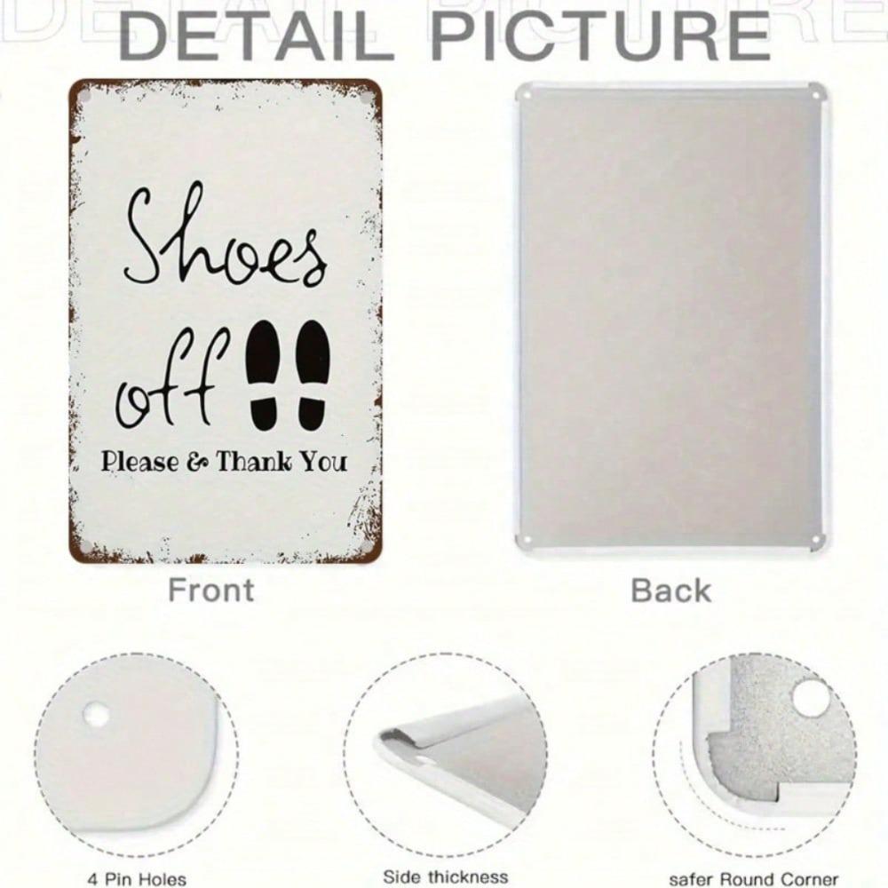 Vintage 8x12\ Please Remove Shoes Metal Sign, Rustic Footprint Wall Art, No Power Needed, Classic Home Decor
