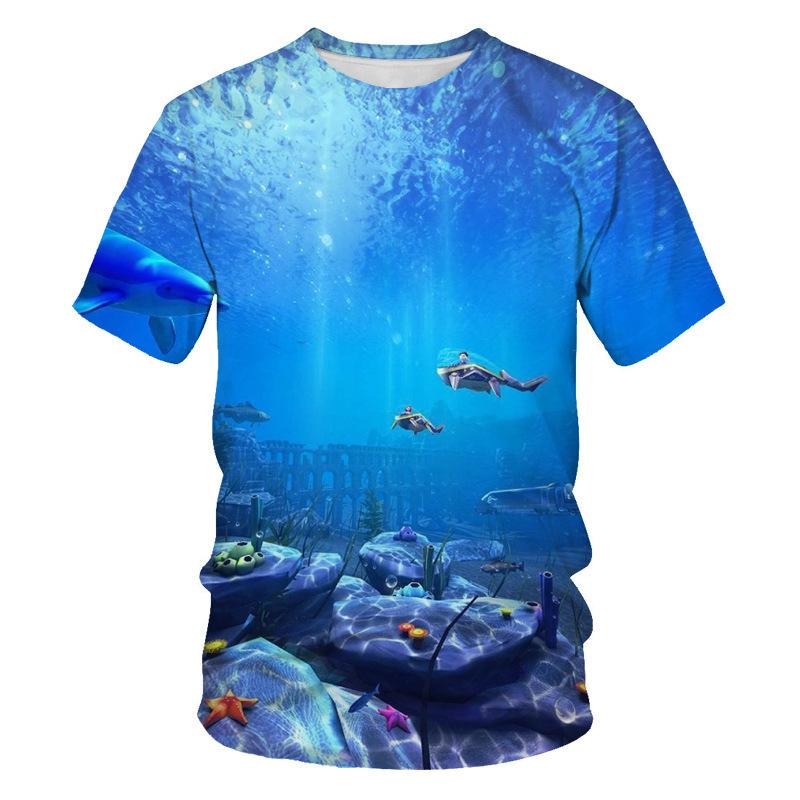 2024 new 3d printing T-shirt unisex diving art casual sweatshirt crew neck street top