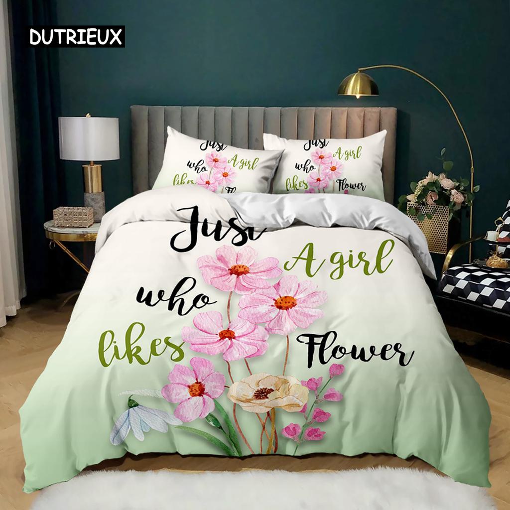 Cartoon Duvet Cover Set Howling Wolf In The Moonlit Night Bedding Set Polyester Just A Girl Who Loves Wolves Pattern Quilt Cover