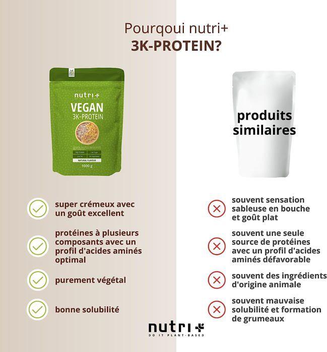 Nutri+ shape & shake 3k protein - poudre de protéines végétaliennes - neutre - proteines - 1000g