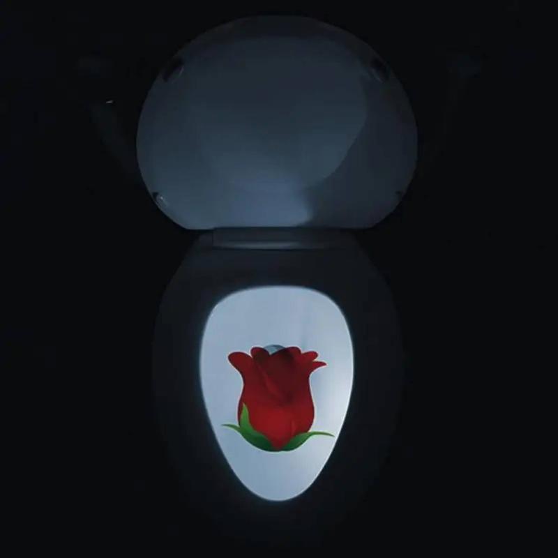 LED Toilet Night Light Motion Sensor Creative Backlit Projection Lamp Soft Multicolor Glow Home Bathroom Safety Accessory
