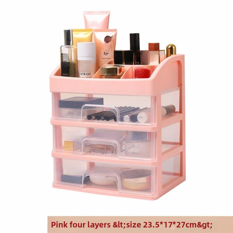 Desktop Drawer Style Cosmetics Storage Box, Jewelry Dressing Table Shelf, Transparent Sorting Plastic Display Storage Box
