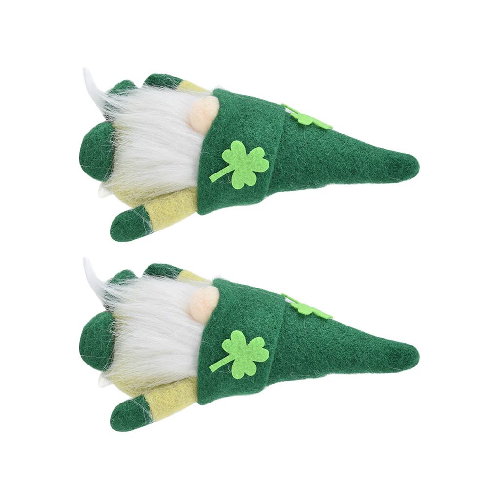 2 Stück Zwergenpuppe Handgefertigt Niedlich Gesichtslos Grüner Hut St. St. Patrick's Day Ornament Plüsch Zwergpuppe für Sofa Esstisch(Männer