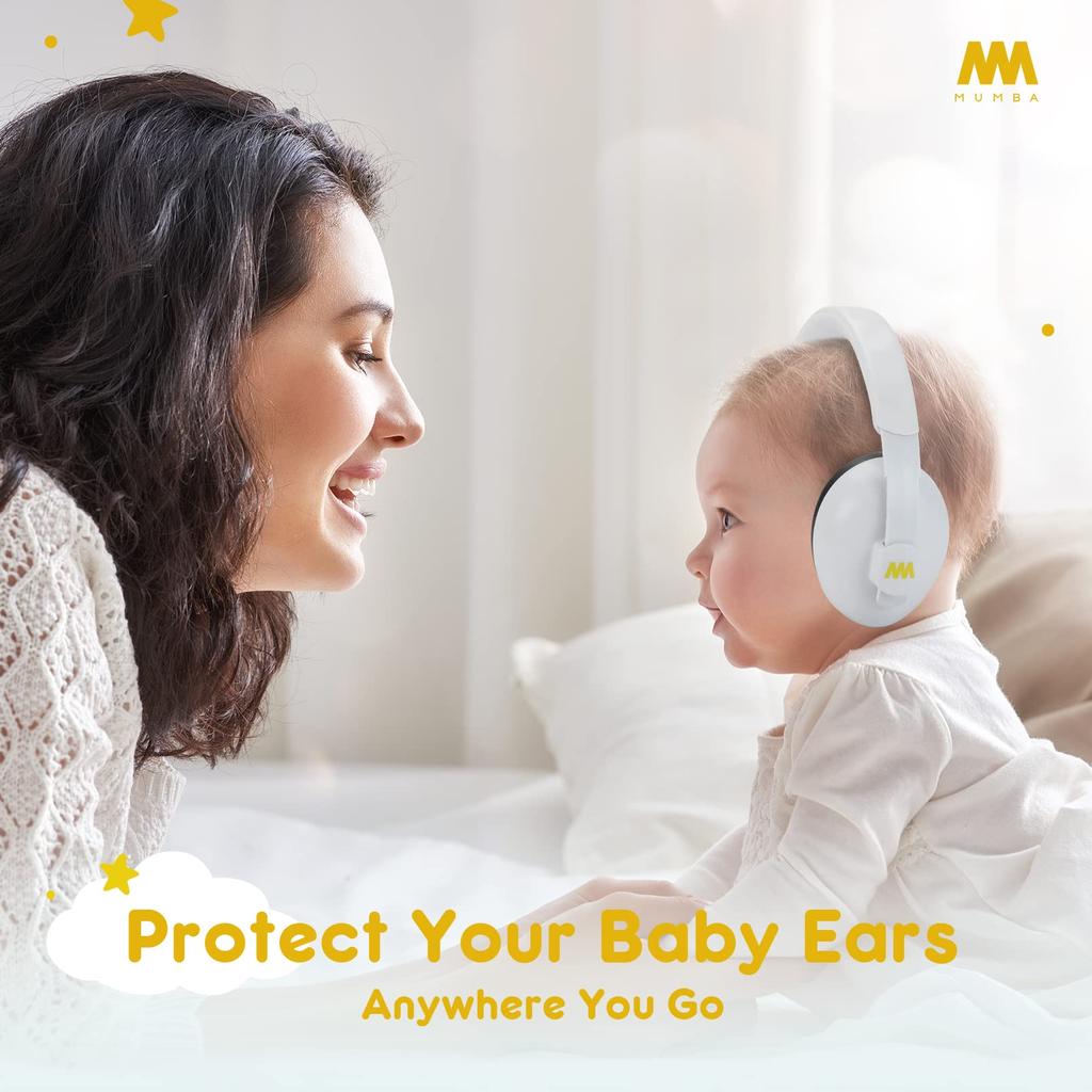 MUMBA Noise Reduction Earmuffs for Noise Sound Hearing Safety Earmuffs with Adjustable Soft Headphones for Children Months and Noise NRR 26dB Babies,