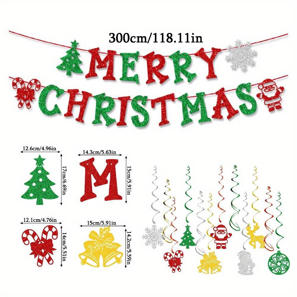 22pcs Red and Green Merry Christmas Banner Merry Christmas Sign Garland Christmas Party Banner Merry Xmas Banner for Christmas Party Decorations
