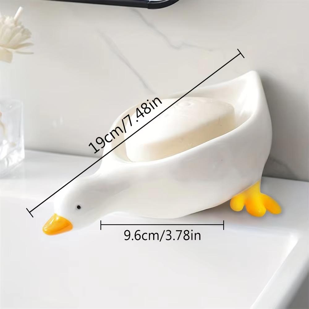 Cute Duck-shaped Soap Tray Self-draining Soap Rack Creative Rack for Shower Bathroom Kitchen Tub Sink Tray Bracket Bathroom