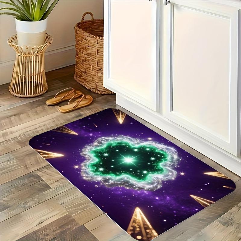 1PC Yellow Floral Pattern Kitchen Rug Non-Slip Door Mat Pop Design Bathroom Rug Bath Mat Carpet for Home Sink Laundry Decor