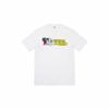 American Style Letter Print Round Neck Short Sleeve T-shirt White S27
