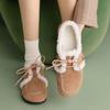 Krazing Pot Suede Fur Spring Autumn Winter Flats Lace Up Women Keep Warm Casual Shoes