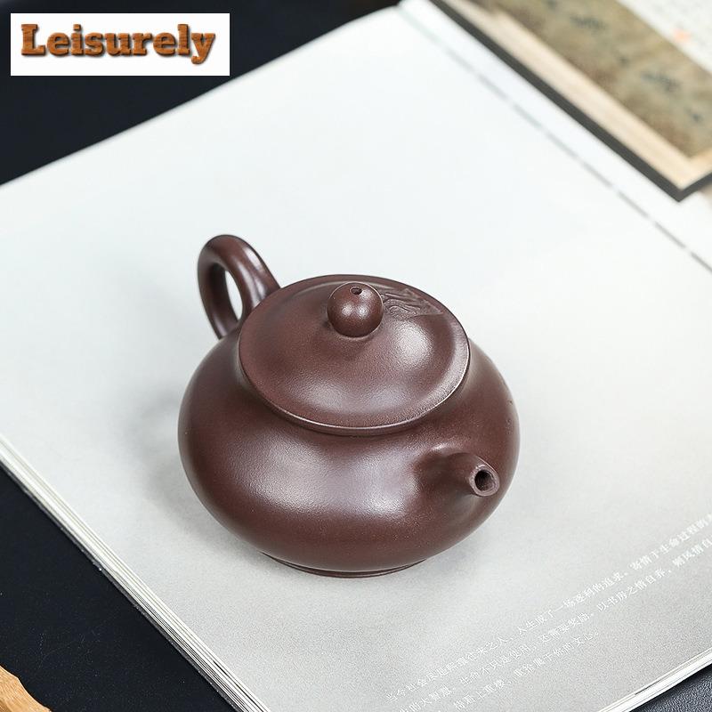 200ml Authentic Yixing Purple Clay Teapots Handmade Pan Pot Raw Ore Purple Mud Kettle With Filter Chinese Zisha Tea Set For Tea