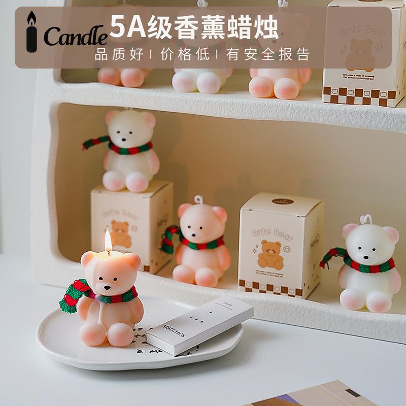 Bear Scented Candle Souvenir Gift, Handmade Creative Cute Atmosphere Fragrance Animal Modeling Wax