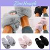 Stylish Ladies Fur Fluffy Slippers Cross Furry Summer Mules Shoes In Black