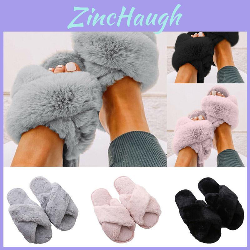 Soft And Comfy Women's Fluffy Sandals Open Toe Fur Sliders Light Pink