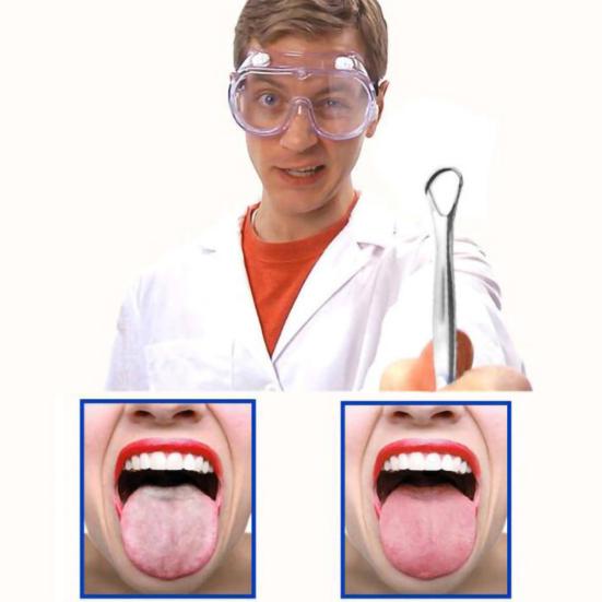 Stainless Steel Reusable Tongue Scraper Mouth Brush Fresh Breath Cleaning Tool