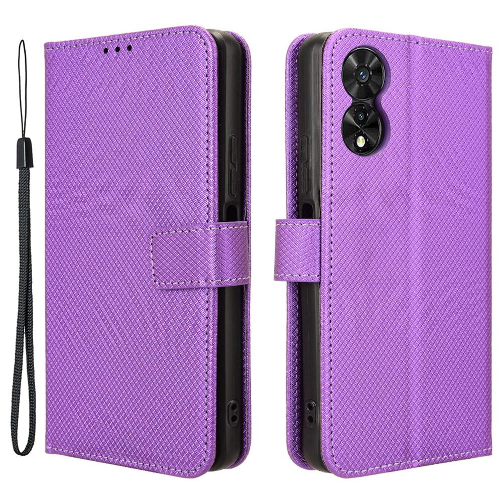 

For TCL 505 T509K T5094 Case Diamond Texture PU Leather Card Slots Stand Phone Cover Purple