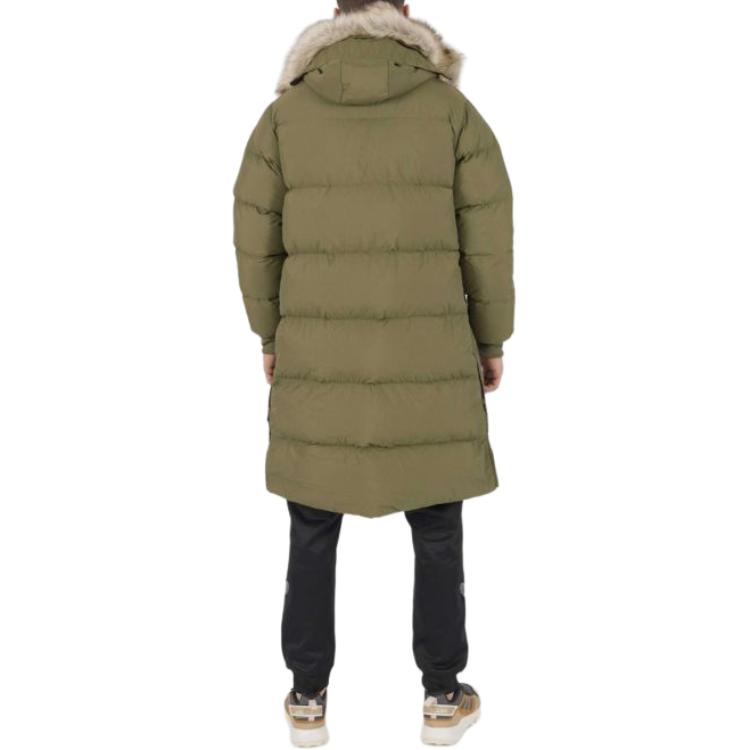 adidas Originals Trefoil Einfarbige Logo-Stickerei Mittellange Daunenjacke mit Reißverschluss und Kapuze Herren Oberbekleidung Grün H11804