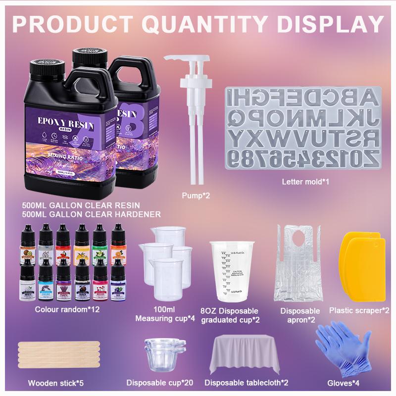 1:1 Epoxy Resin Kit Crystal Clear Epoxy Resin Kit No Yellowing No Bubble Art Resina Casting Resins for Art Crafts Jewelry Making