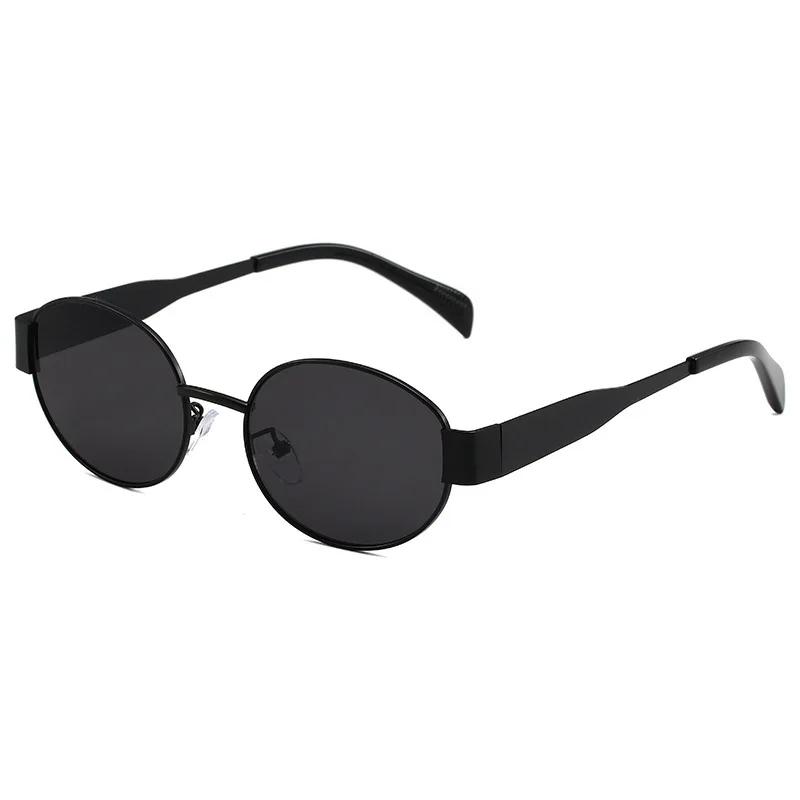 New Oval Sunglasses for Women Men Trendy Metal Frame Sun Glasses Classic Shades Lentes De Sol Mujer