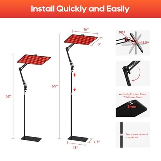 Red Light Therapy for Body and Face, Infrared Light Therapy Lamp with Stable Stand, 660nm Light, 850nm 940nm Light Therapy Device at Home