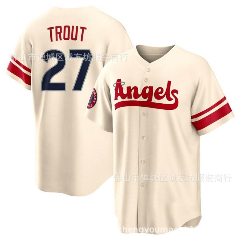 Mens MLB Los Angeles Angels Mike Trout 27 Gray Baseball Jersey Unisex Fan Apparel Sport Shirt