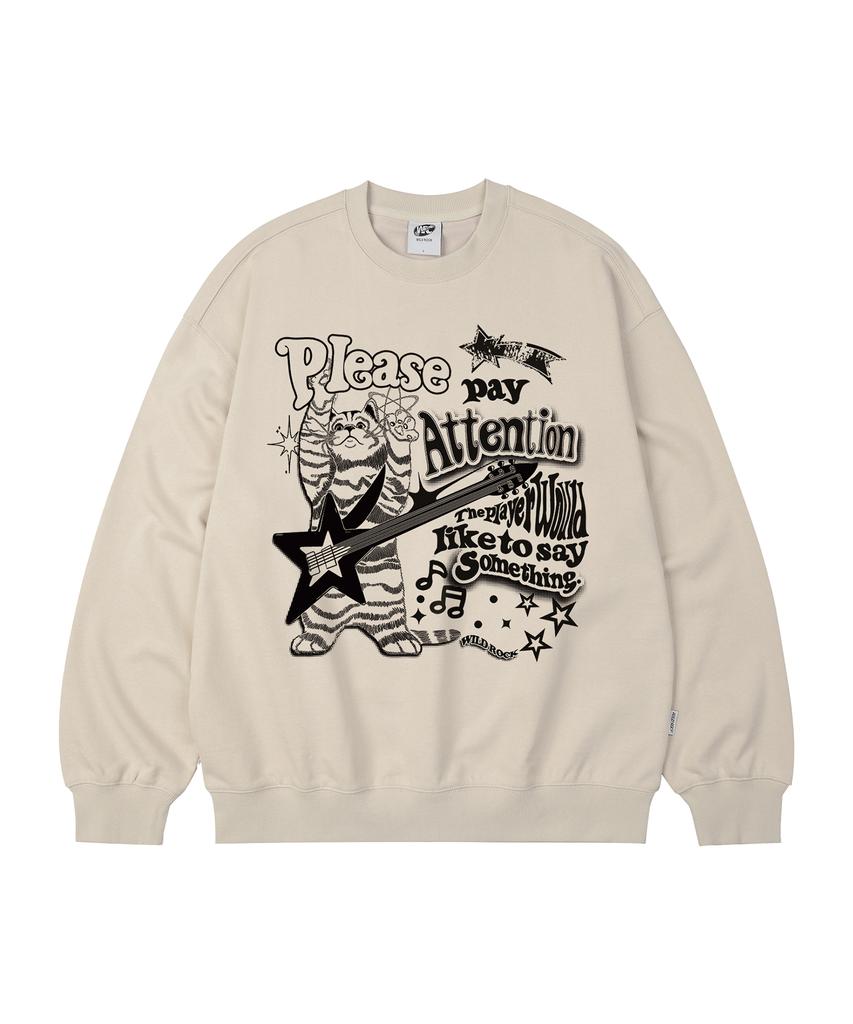 WILDROCK Rock 'N' Roll Kitty Oversized Sweatshirt_9 Col (A Type)