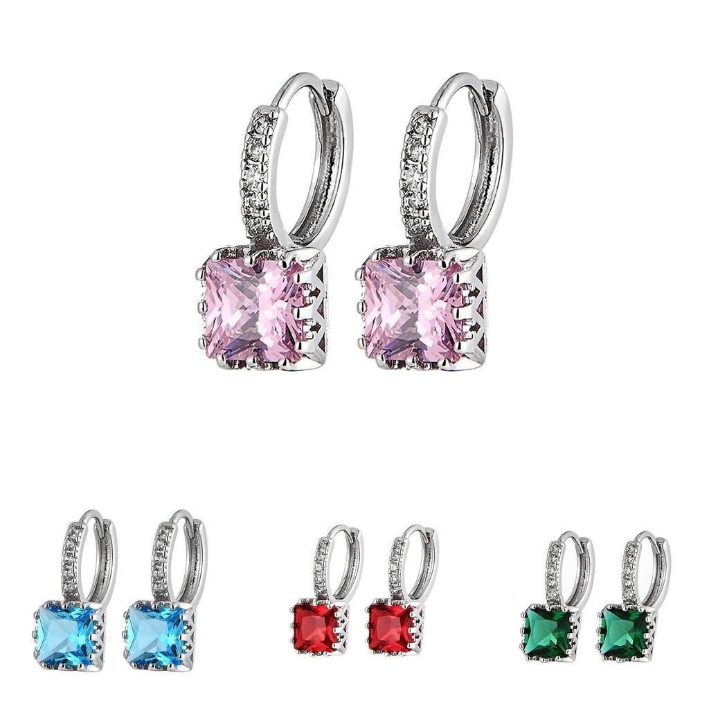 Zircon Square Stylish Alloy Earrings For Women Geometric Summer 2022 Unique Jewelry